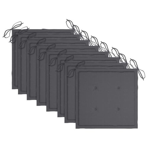 Chaises De Jardin Lot De 8 Avec Coussins Anthracite Bois Teck