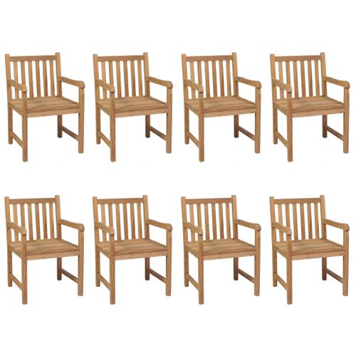 Chaises De Jardin Lot De 8 Avec Coussins Noir Bois Teck Solide