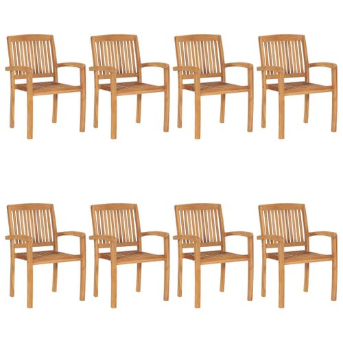Chaises De Jardin Empilables Avec Coussins Lot De 8 Teck Solide