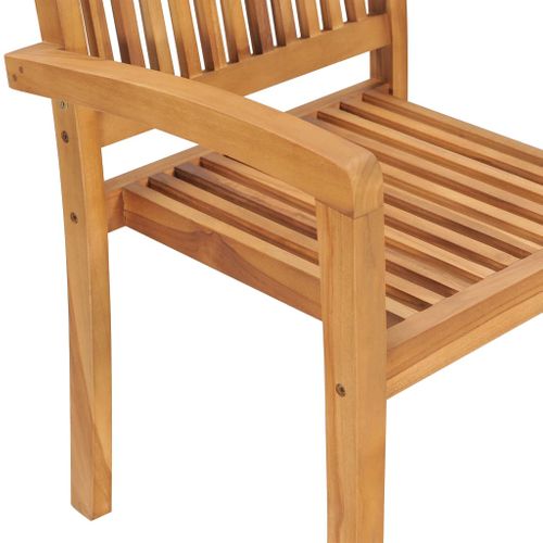 Chaises De Jardin Empilables Avec Coussins Lot De 8 Teck Solide