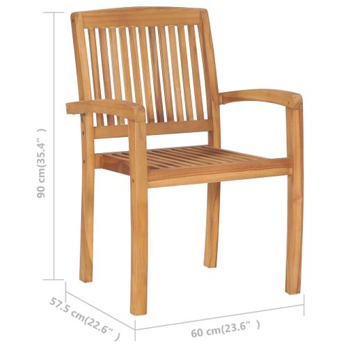Chaises De Jardin Empilables Avec Coussins Lot De 8 Teck Solide