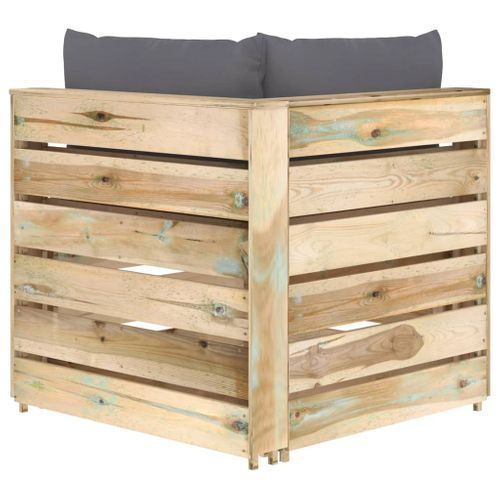 Canapé D'angle Sectionnel Avec Coussins Bois Imprégné De Vert