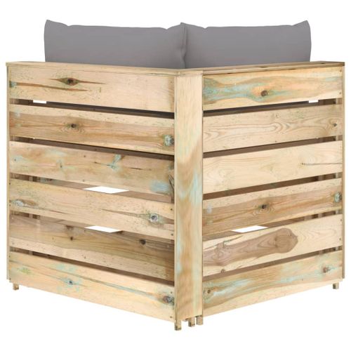 Canapé D'angle Sectionnel Avec Coussins Bois Imprégné De Vert