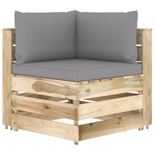 Canapé D'angle Sectionnel Avec Coussins Bois Imprégné De Vert