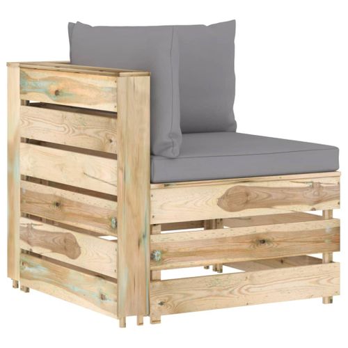 Canapé D'angle Sectionnel Avec Coussins Bois Imprégné De Vert