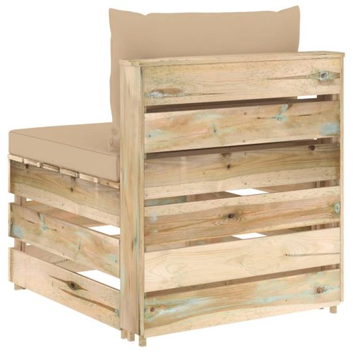 Canapé Central Sectionnel Avec Coussins Bois Imprégné De Vert