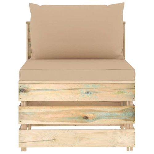 Canapé Central Sectionnel Avec Coussins Bois Imprégné De Vert