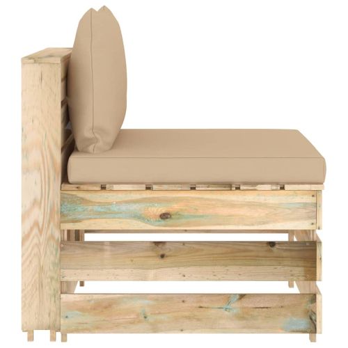 Canapé Central Sectionnel Avec Coussins Bois Imprégné De Vert