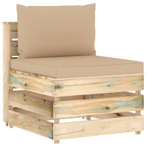 Canapé Central Sectionnel Avec Coussins Bois Imprégné De Vert