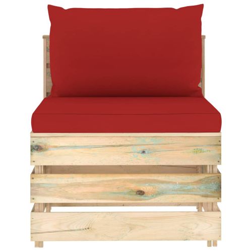 Canapé Central Sectionnel Avec Coussins Bois Imprégné De Vert