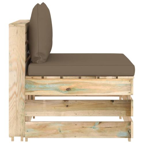 Canapé Central Sectionnel Avec Coussins Bois Imprégné De Vert