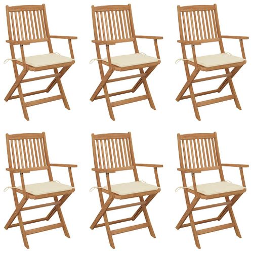 Chaises Pliables De Jardin Lot De 6 Avec Coussins Bois D'acacia