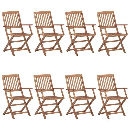 Chaises Pliables De Jardin Lot De 8 Avec Coussins Bois D'acacia