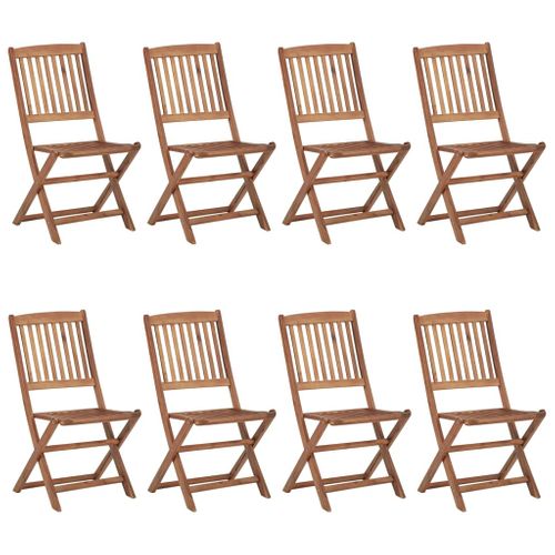 Chaises Pliables De Jardin Lot De 8 Avec Coussins Bois D'acacia