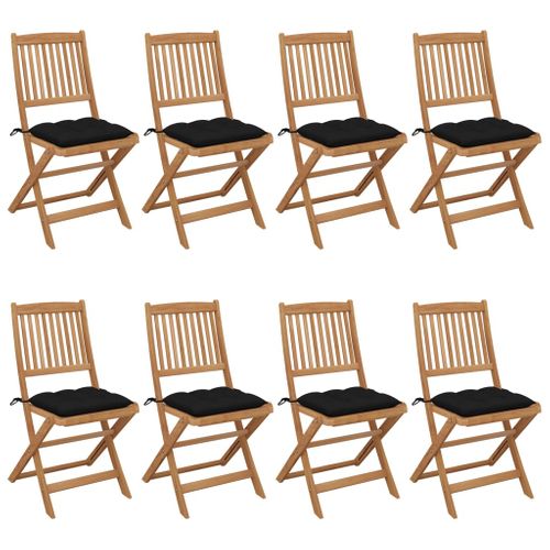 Chaises Pliables De Jardin Lot De 8 Avec Coussins Bois D'acacia