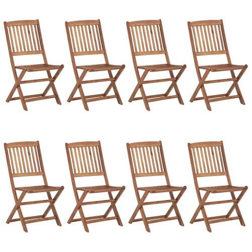 Chaises Pliables De Jardin Lot De 8 Avec Coussins Bois D'acacia