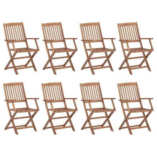 Chaises Pliables D'extérieur Et Coussins Lot De 8 Bois D'acacia