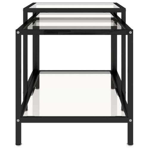 Tables à Thé 2 Pièces Verre Trempé Transparent