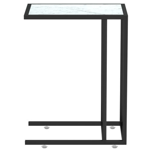 Table D'appoint Ordinateur Marbre Blanc 50x35x65cm Verre Trempé