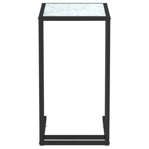 Table D'appoint Ordinateur Marbre Blanc 50x35x65cm Verre Trempé