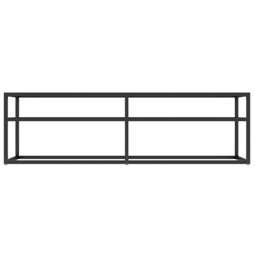 Meuble TV Marbre Noir 140x40x40,5 Cm Verre Trempé