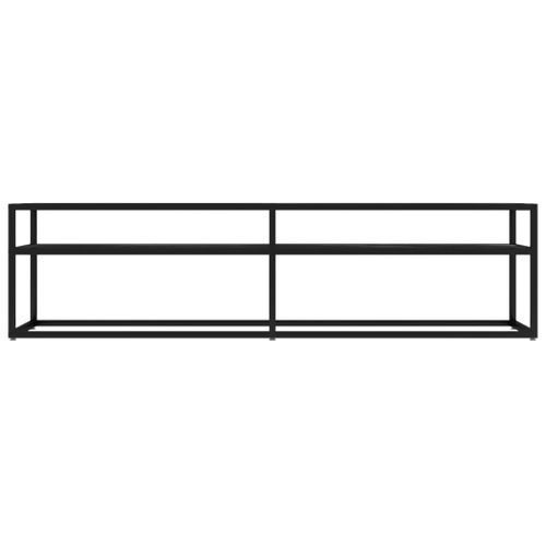 Meuble TV Marbre Noir 160x40x40,5 Cm Verre Trempé