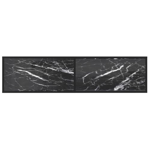 Meuble TV Marbre Noir 160x40x40,5 Cm Verre Trempé