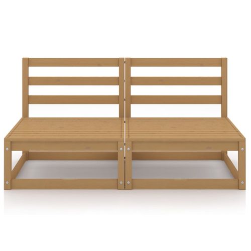 Canapé à 2 Places De Jardin Marron Miel Bois De Pin Solide