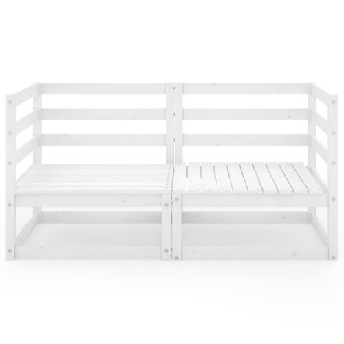 Canapé à 2 Places De Jardin Blanc Bois De Pin Solide