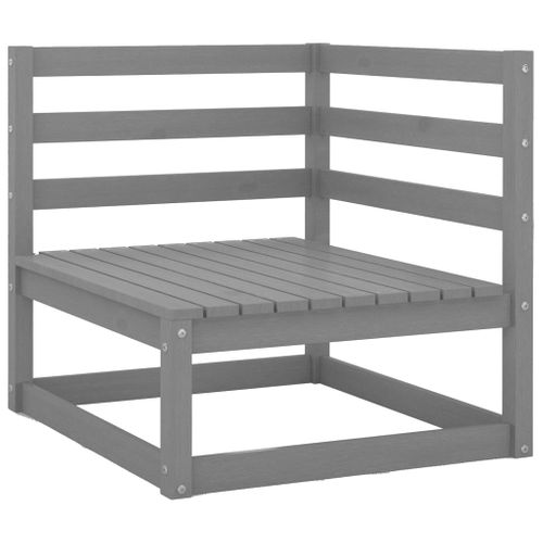 Canapé à 2 Places De Jardin Gris Bois De Pin Solide