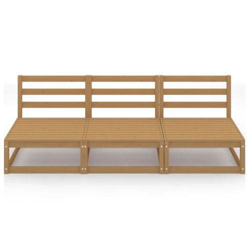 Canapé à 3 Places De Jardin Marron Miel Bois De Pin Solide