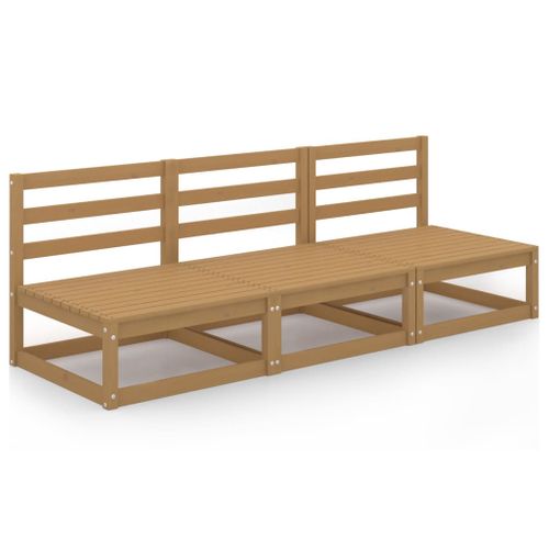 Canapé à 3 Places De Jardin Marron Miel Bois De Pin Solide