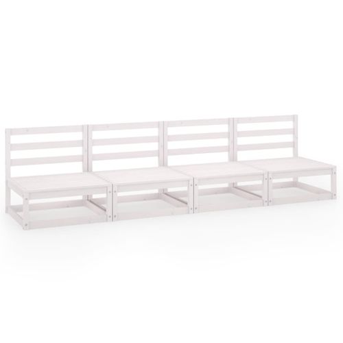 Canapé à 4 Places De Jardin Blanc Bois De Pin Solide