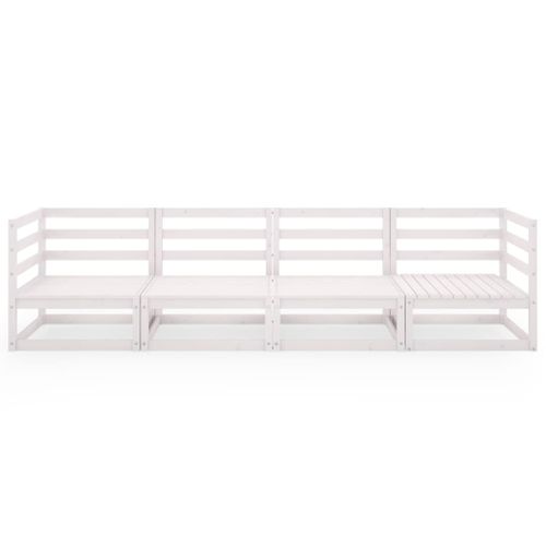 Canapé à 4 Places De Jardin Blanc Bois De Pin Solide