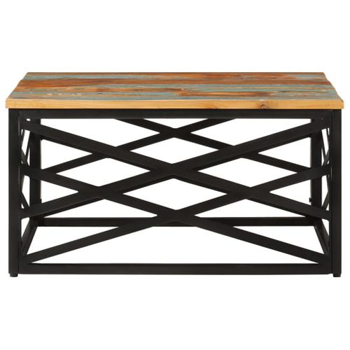 Table Basse 68x68x35 Cm Bois De Récupération Massif