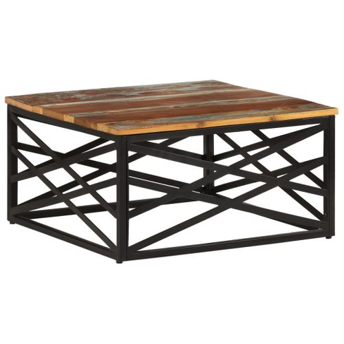 Table Basse 68x68x35 Cm Bois De Récupération Massif