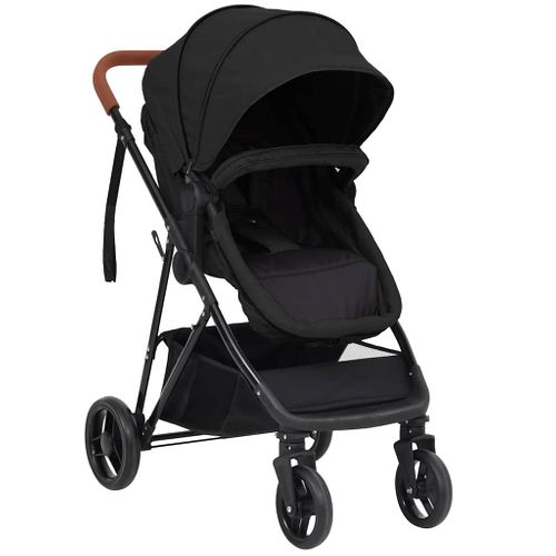 Poussette 3-en-1 Bébé Siège Auto Réversible Acier Anthracite/noir