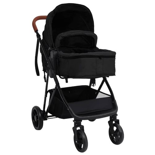 Poussette 3-en-1 Bébé Siège Auto Réversible Acier Anthracite/noir