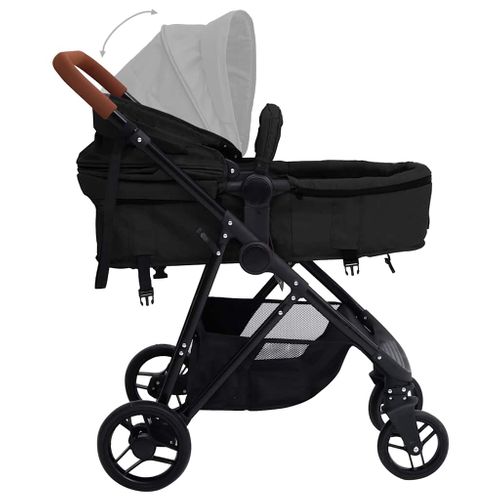 Poussette 3-en-1 Bébé Siège Auto Réversible Acier Anthracite/noir
