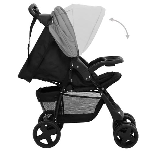 Poussette Pour Bébé 3-en-1 Gris Clair Et Noir Acier