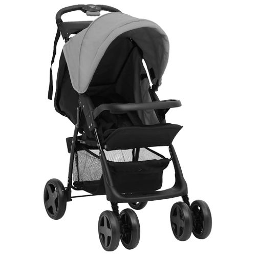 Poussette Pour Bébé 3-en-1 Gris Clair Et Noir Acier