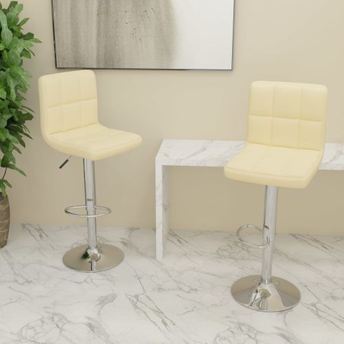 Tabourets De Bar Lot De 2 Crème Tissu