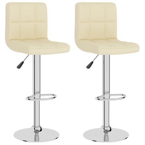 Tabourets De Bar Lot De 2 Crème Tissu