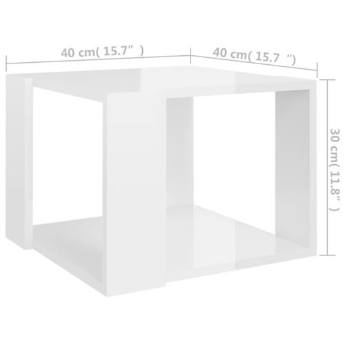 Table Basse Blanc Brillant 40x40x30 Cm Bois Contreplaqué