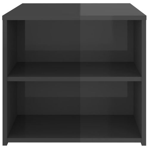 Table D'appoint Gris Brillant 50x50x45 Cm Bois Contreplaqué