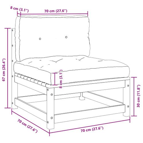 Canapé Central De Jardin Avec Coussins Bois De Pin Massif