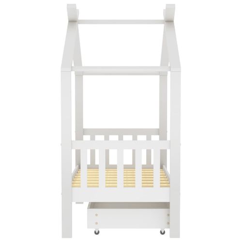 Cadre De Lit Enfant Avec Tiroir Blanc Pin Massif 70x140 Cm