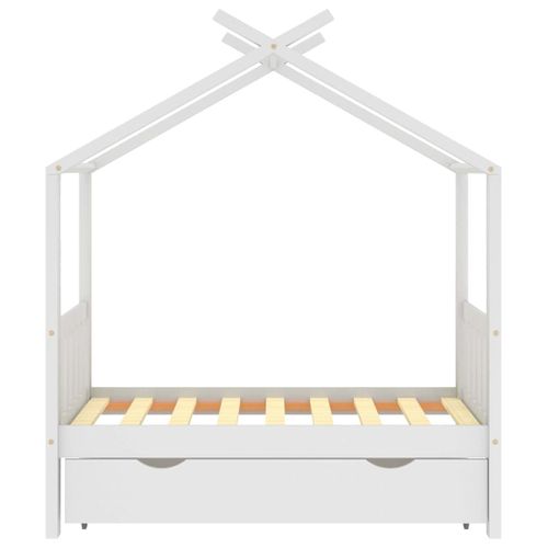 Cadre De Lit Enfant Avec Tiroir Blanc Pin Massif 70x140 Cm