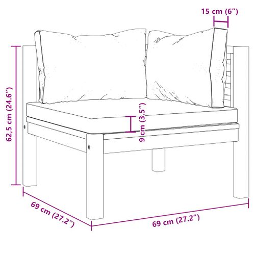 Canapé D'angle Sectionnel Et Coussin Blanc Crème Bois D'acacia