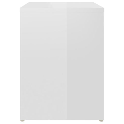Cabinet De Lit Avec Étagère Haut Brillant Blanc 40x30x40 Cm Bois Composé